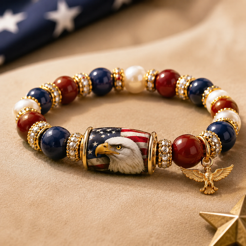 💎 Patriotic Eagle Bead Bracelet – A Symbol of Freedom & Strength ✨