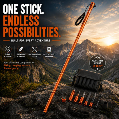 🚨Survival Hiking Stick – Adjustable Trekking Pole with Built-In Outdoor Survival Tools