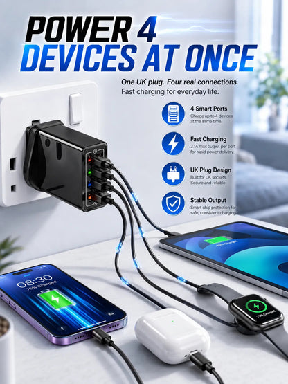 Improve Your Phone's Battery Life⚡4-in-1 Travel Charger🚀 Make your 4-year-old smartphone charge faster than a new one