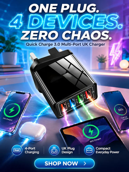 Improve Your Phone's Battery Life⚡4-in-1 Travel Charger🚀 Make your 4-year-old smartphone charge faster than a new one