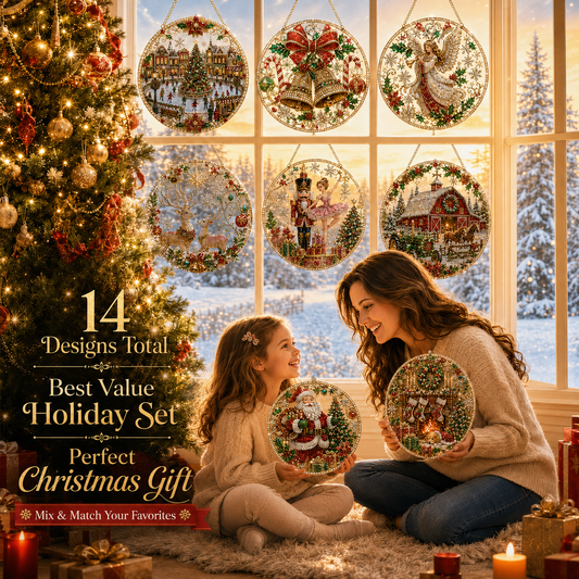 🎅✨Christmas Suncatcher Diamond Art Hanging Ornament Kit – Sparkling DIY Window Ornament