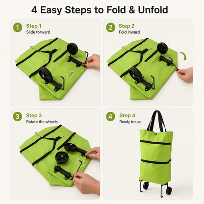 🛒2-in-1 Foldable Shopping Cart✨Portable Lightweight Grocery Trolley